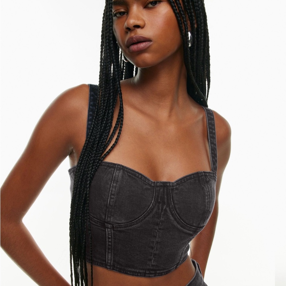 Aritzia Cecily Denim Crop Top Denim Forum Bralette